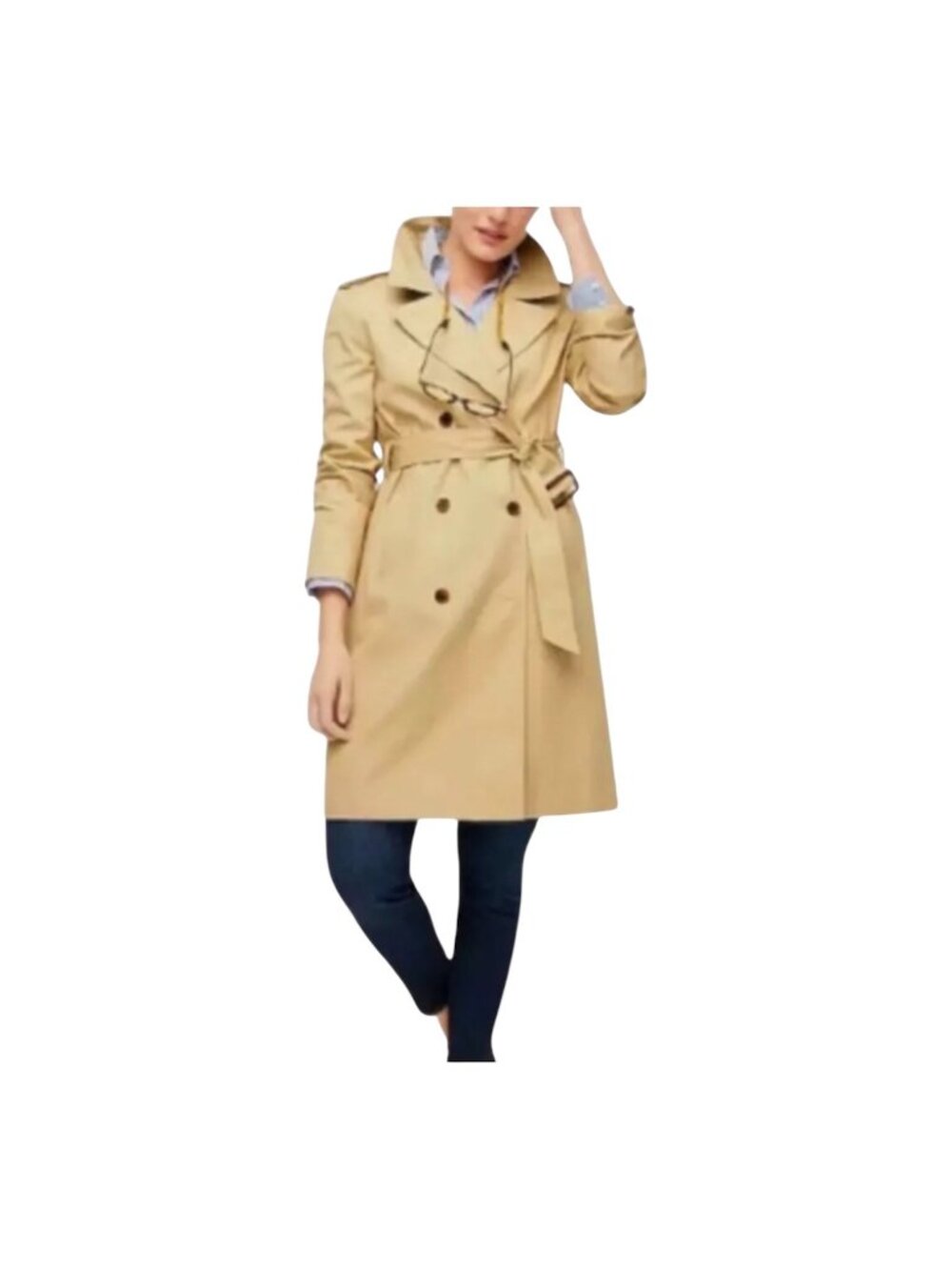 NWT J.Crew Icon Trench Coat Vintage Khaki Double Breasted Belted Size 14 - Picture 6 of 15